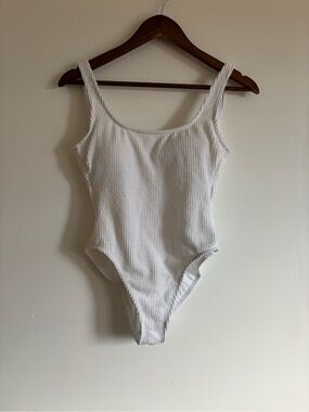 No Boundaries White Textured One-Piece Swimsuit